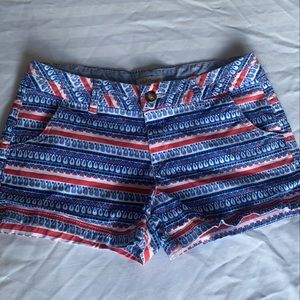 Aztec Printed Red Camel Shorts